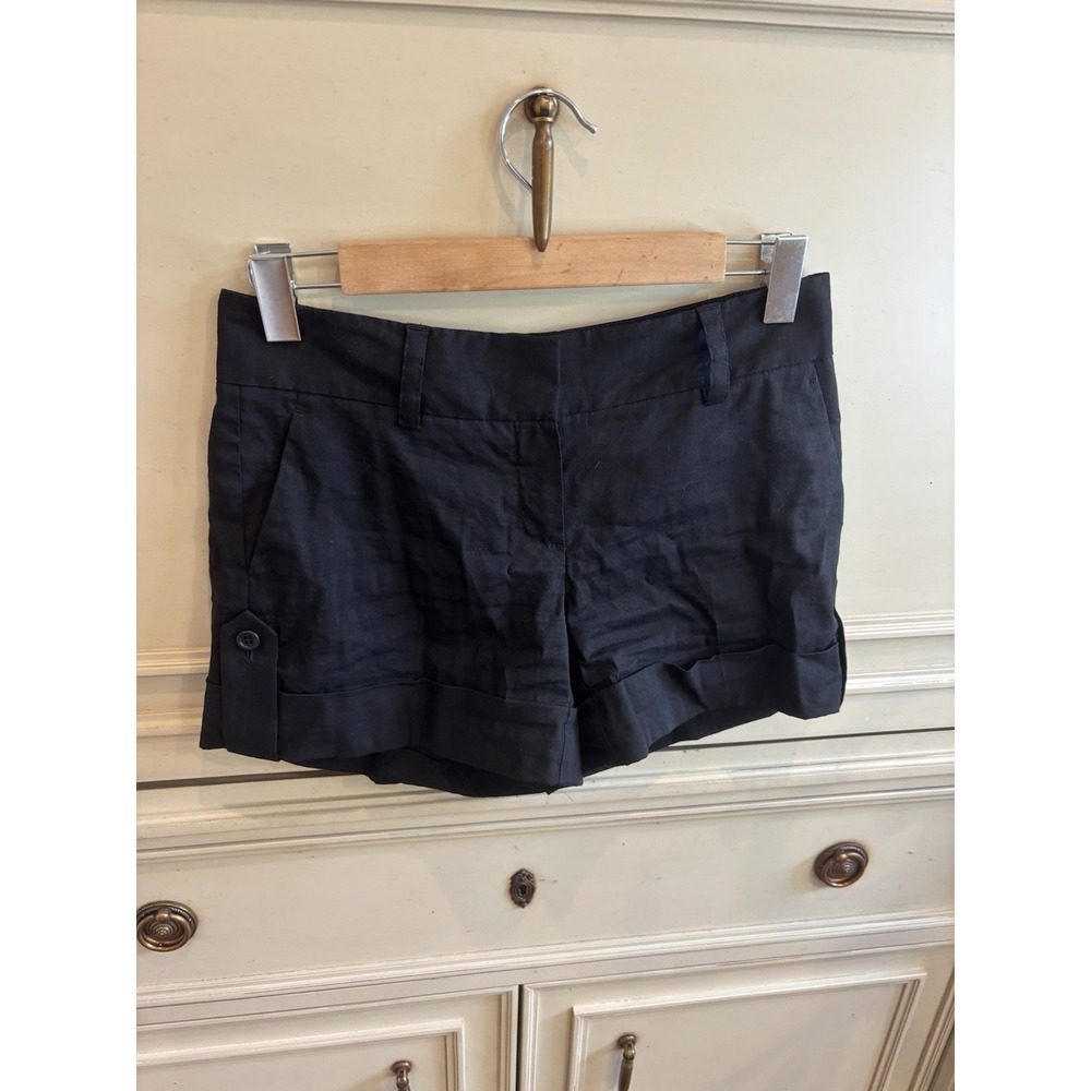 Theory Black Women's Cuffed Shorts Linen‎ Blend Size 2 Workwear Career